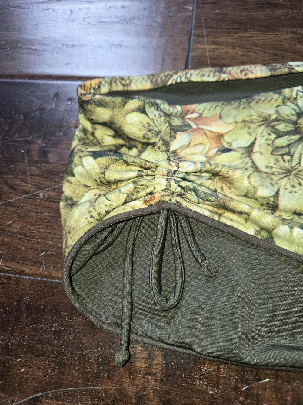 Floral Tie-Back Bandeau Bikini Set - Green Floral, sz L